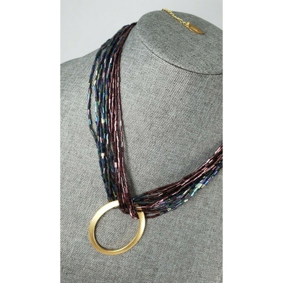 COLDWATER CREEK Iridescent Purple & Blue Glass Torsade 22 Inch Necklace - Picture 10 of 12